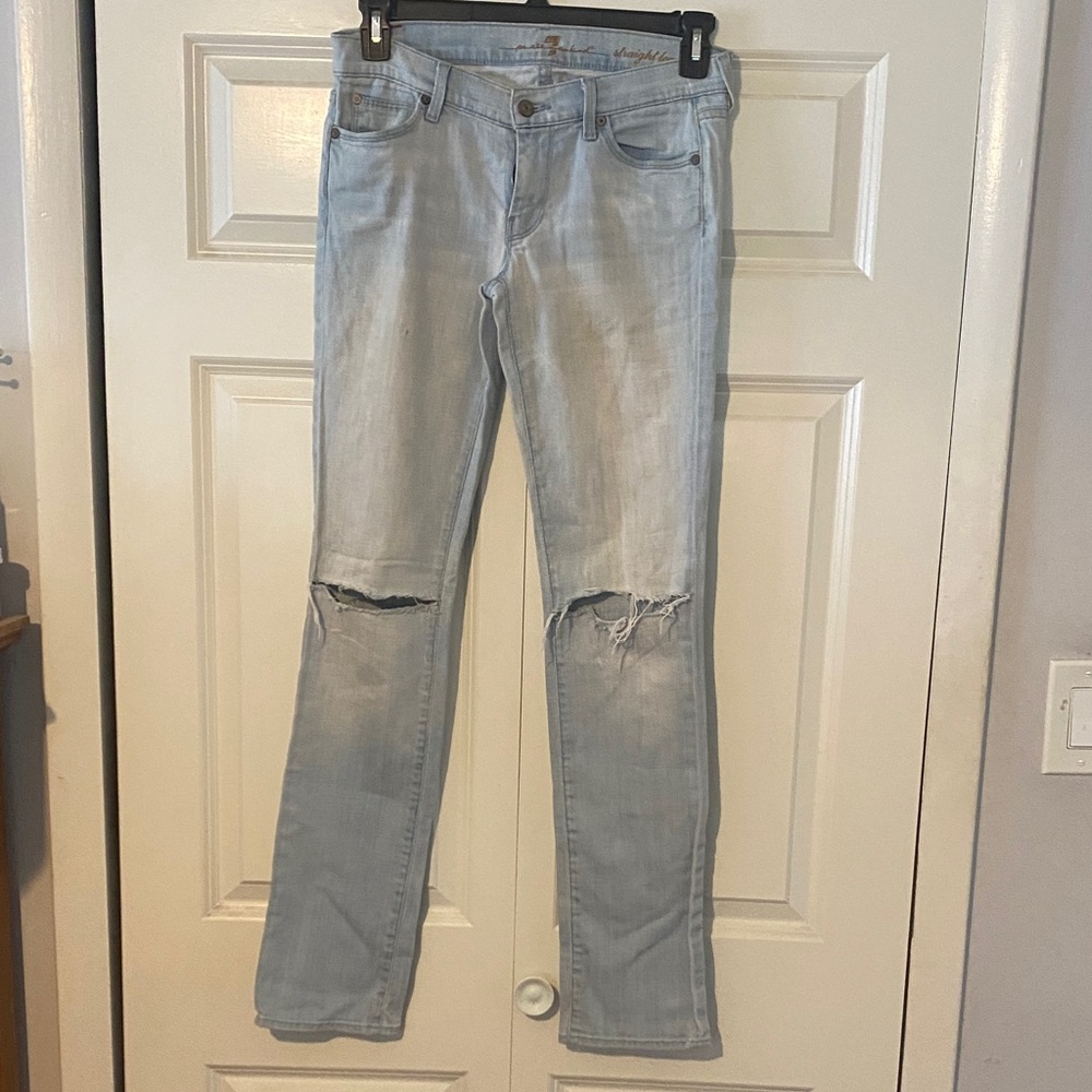 7 For All Mankind Light Blue Straight Leg Jeans